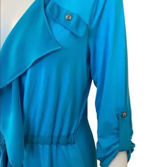 Piccadilly 3/4 Adjustable Sleeve Tie Cardigan Top Womens XS Blue AB1208 - Picture 4 of 7